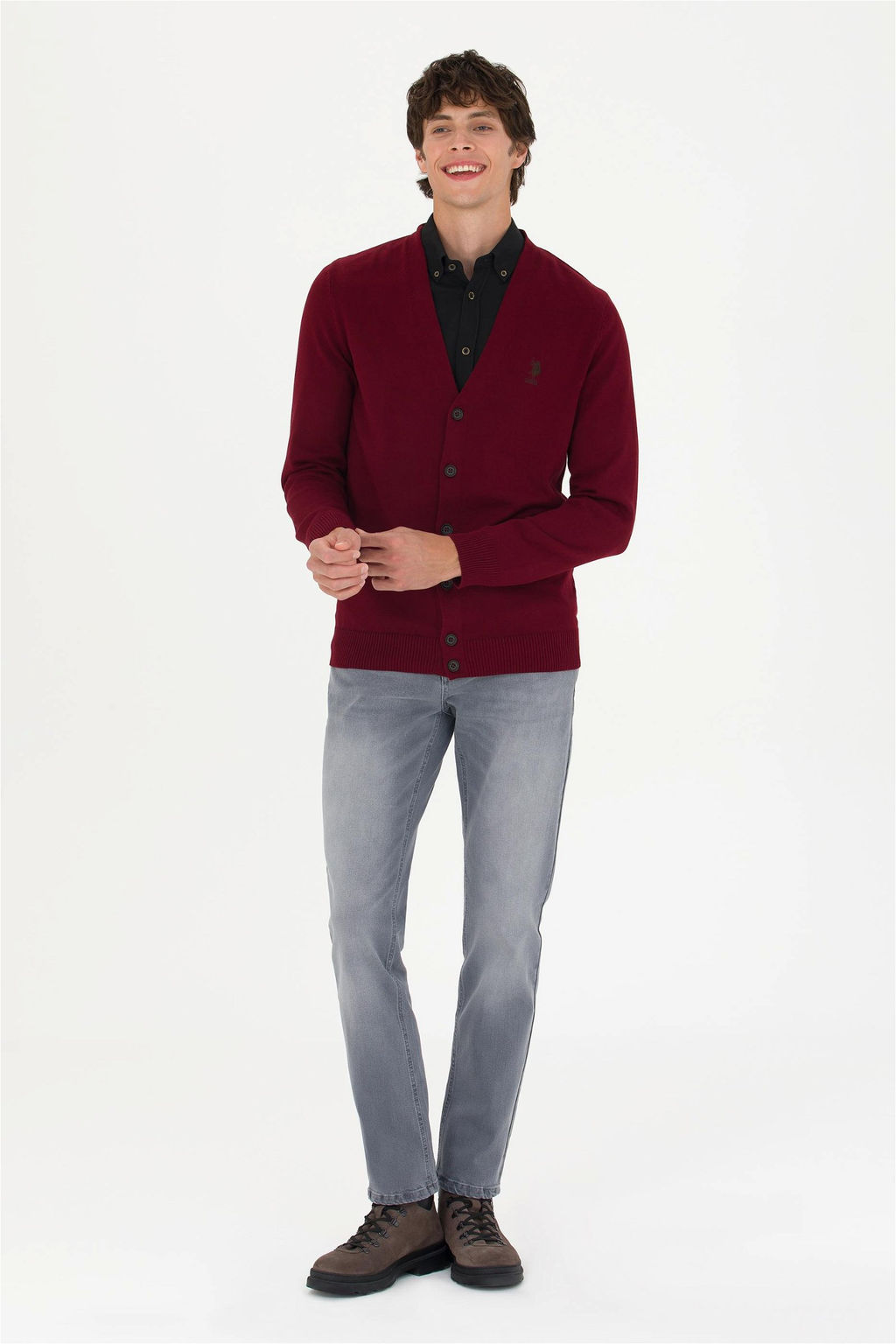 U. S. Polo Assn Мужской бордовый базовый трикотажный кардиган - U.s. polo assn фото 11