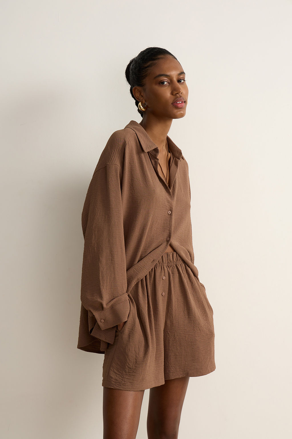 Рубашка оверсайз из жатого хлопка - Mollis фото 5