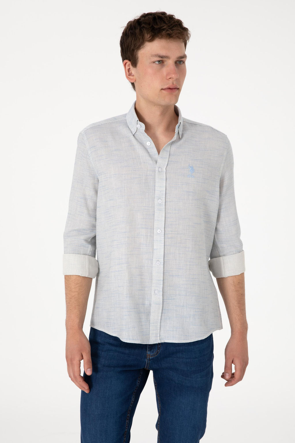 Erkek A__k Mavi Uzun Kollu G_mlek Sepette S_rpriz _ndirim - U.s. polo assn фото 3