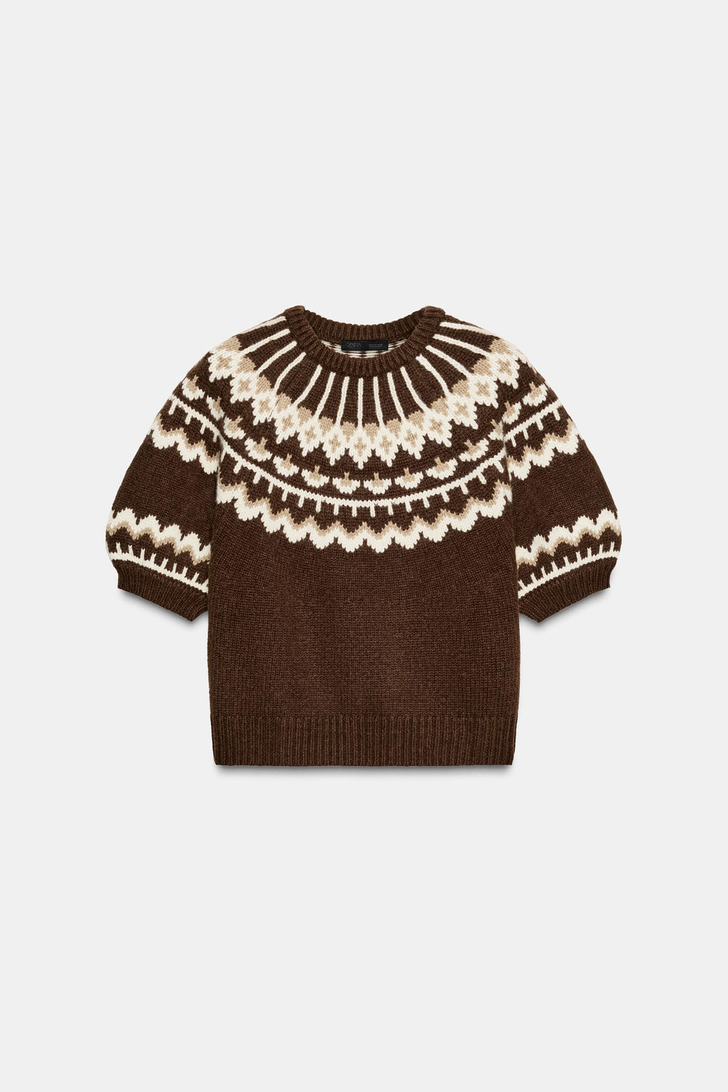 SHORT SLEEVE JACQUARD KNIT SWEATER - Zara фото 3