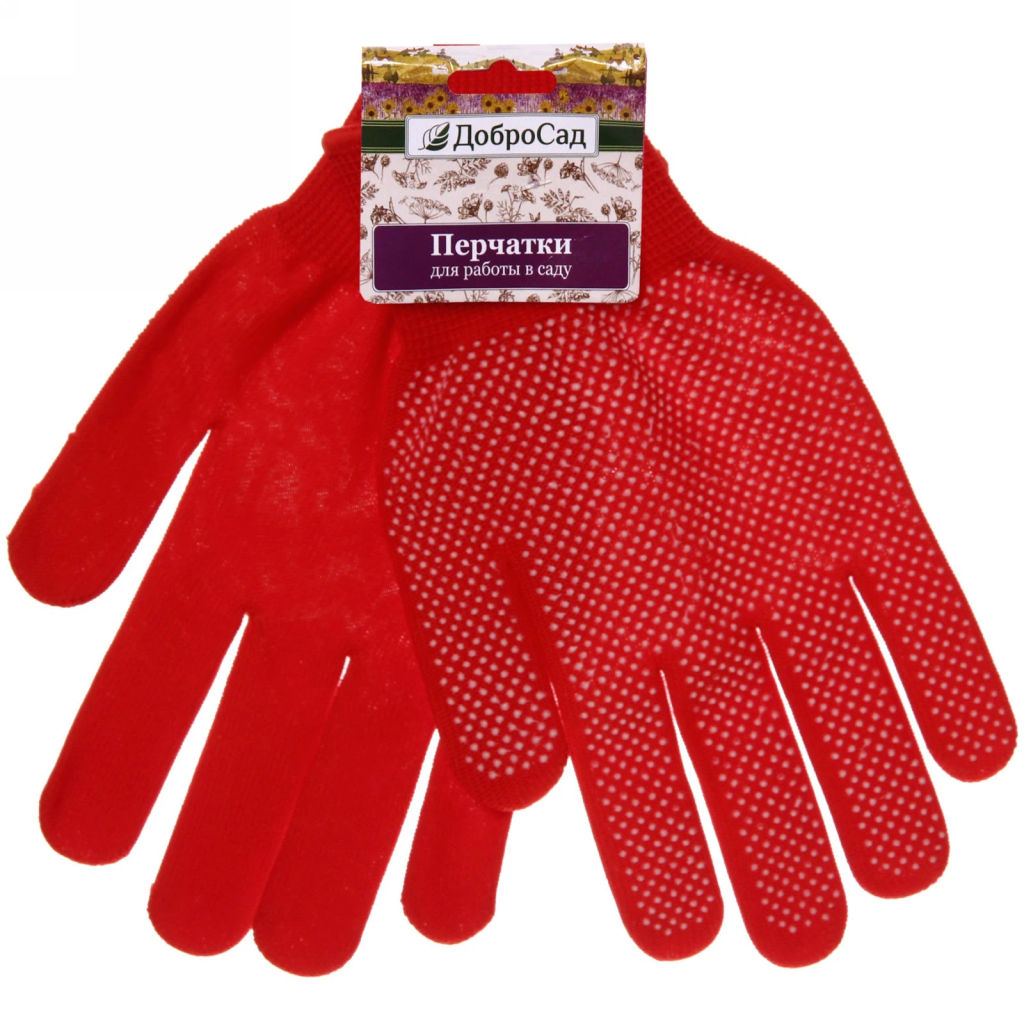 Цена за 5 шт. Перчатки нейлоновые "Классика" с ПВХ покрытием красные 8 р-р ДоброСад