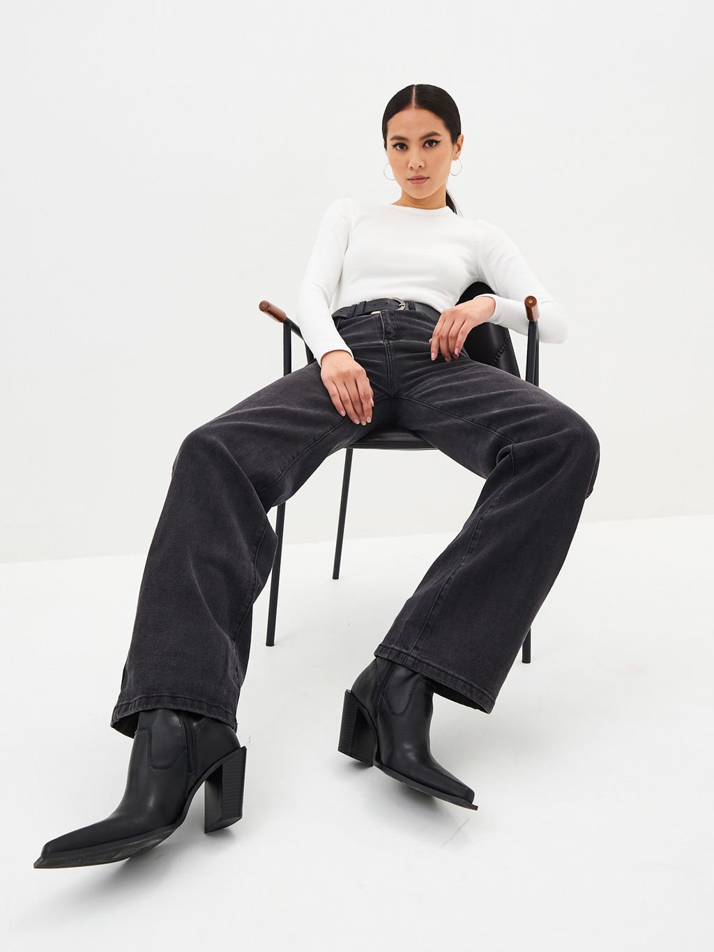 Женские джинсы широкие с высокой посадкой - Mossmore фото 41