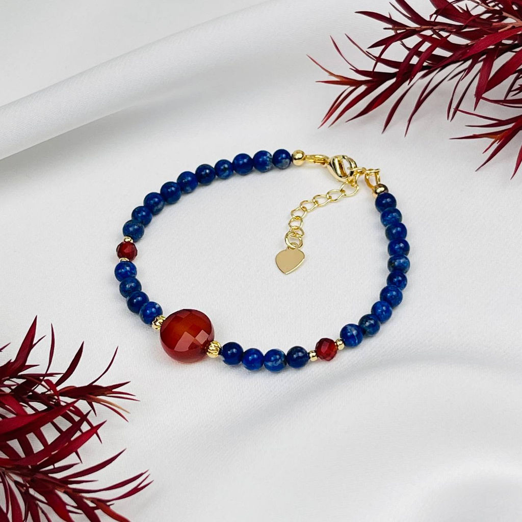 Браслет из Лазурита и Сердолика 18 см +