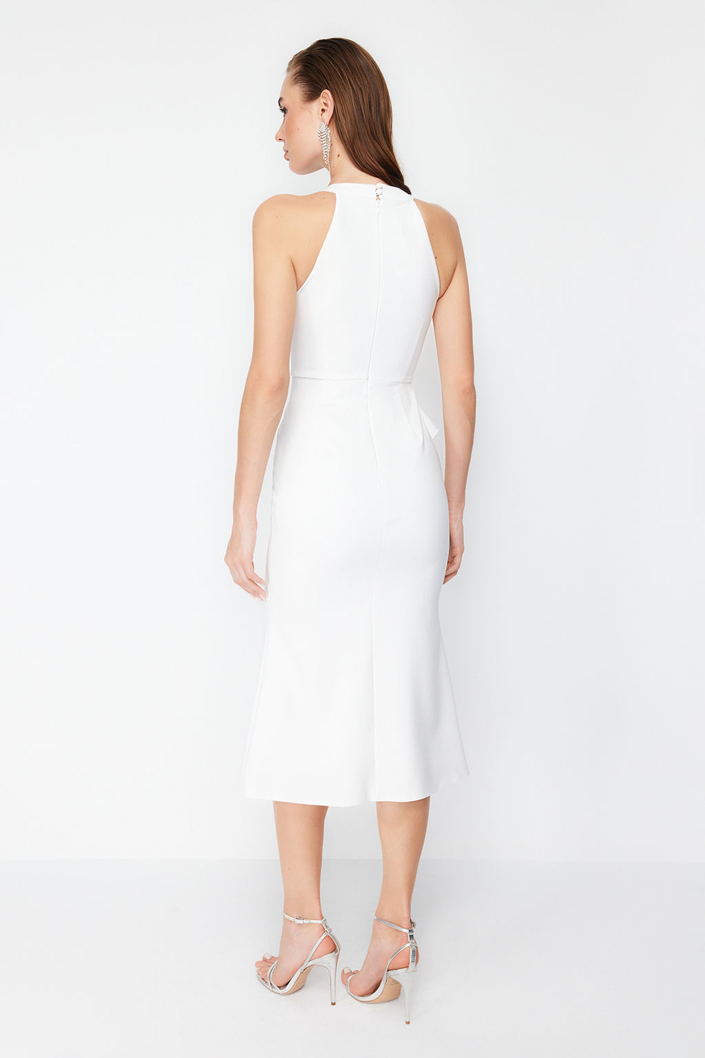 TRENDYOLMILLA Siyah Astarl? Volanl? Dokuma S?k Abiye Elbise TPRAW19BB0144 фото 21