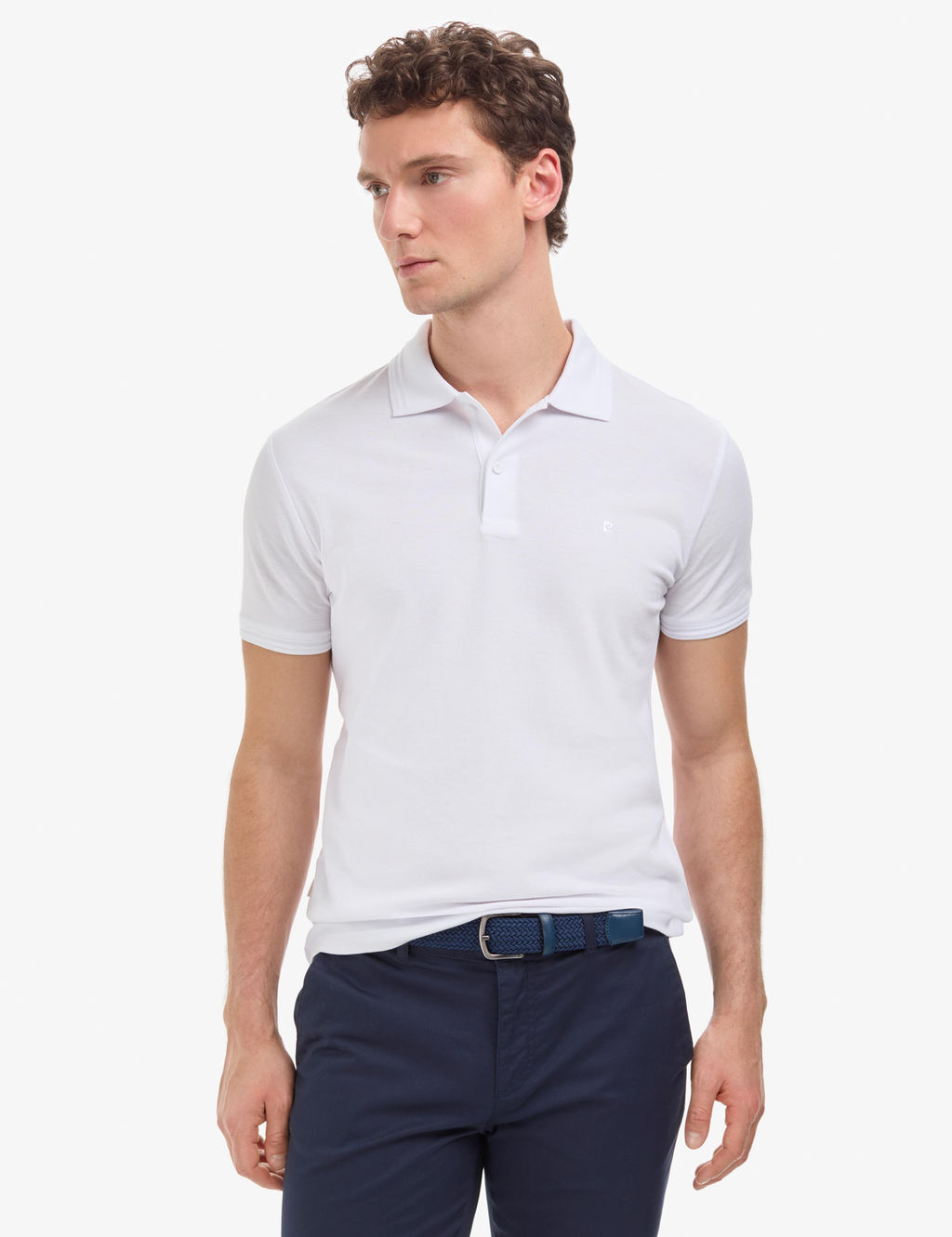 Beyaz Slim Fit %100 Pamuk K_vr_lmaz Polo Yaka Basic Ti__rt
