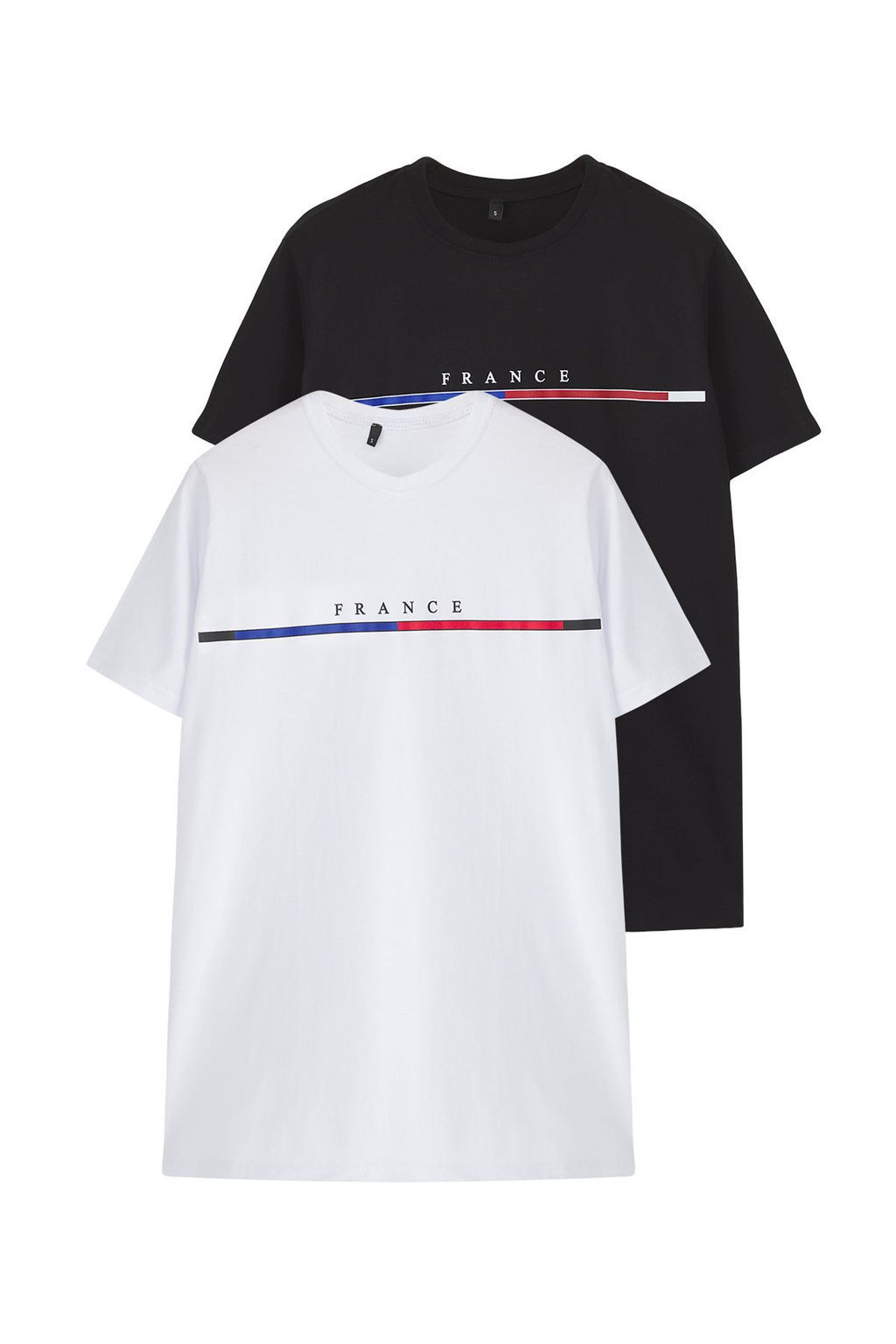 Trendyolmilla Man Siyah-Beyaz 2li Paket Regular/Normal Kesim France Bask?l? T-shirt TMNSS25TS00232  фото 2