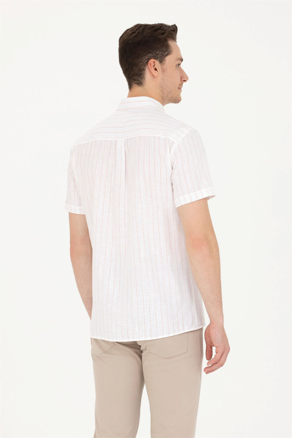 U. S. Polo Assn / Мужская белая рубашка в кирпичную полоску - U.s. polo assn фото 12