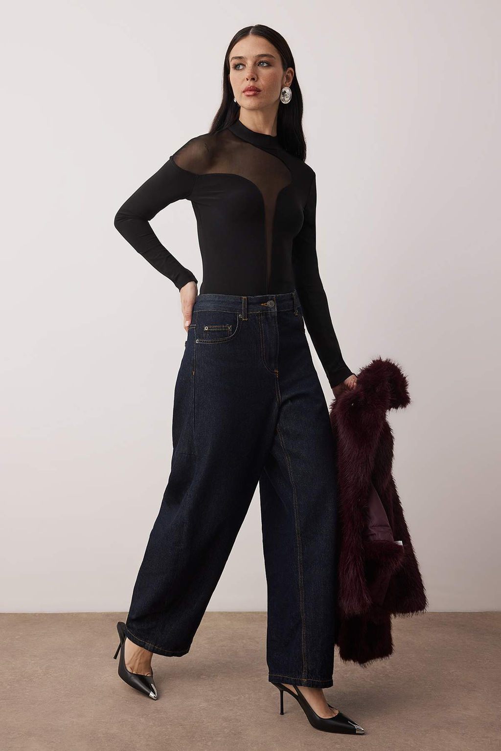 Trendyolmilla Siyah Transparan Detayl? Orme Tul Body TPRAW24BD00011  фото 9