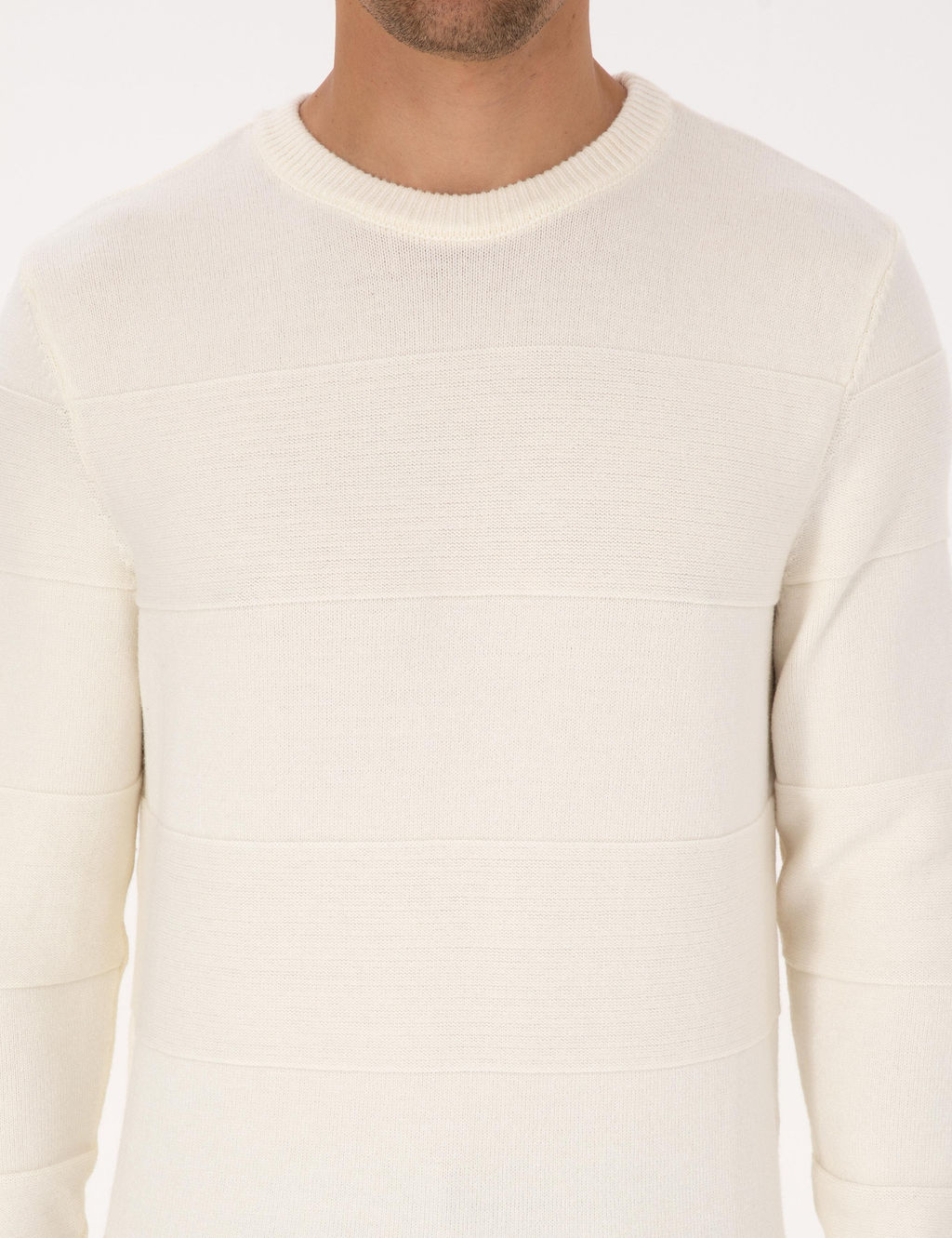 Ekru Slim Fit Bisiklet Yaka Triko Kazak - Pierre cardin фото 6