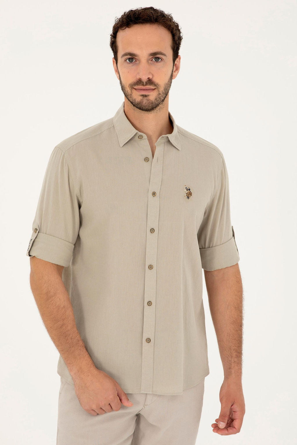 Мужская базовая рубашка цвета хаки с длинным рукавом Неожиданная скидка в корзине - U.s. polo assn фото 3