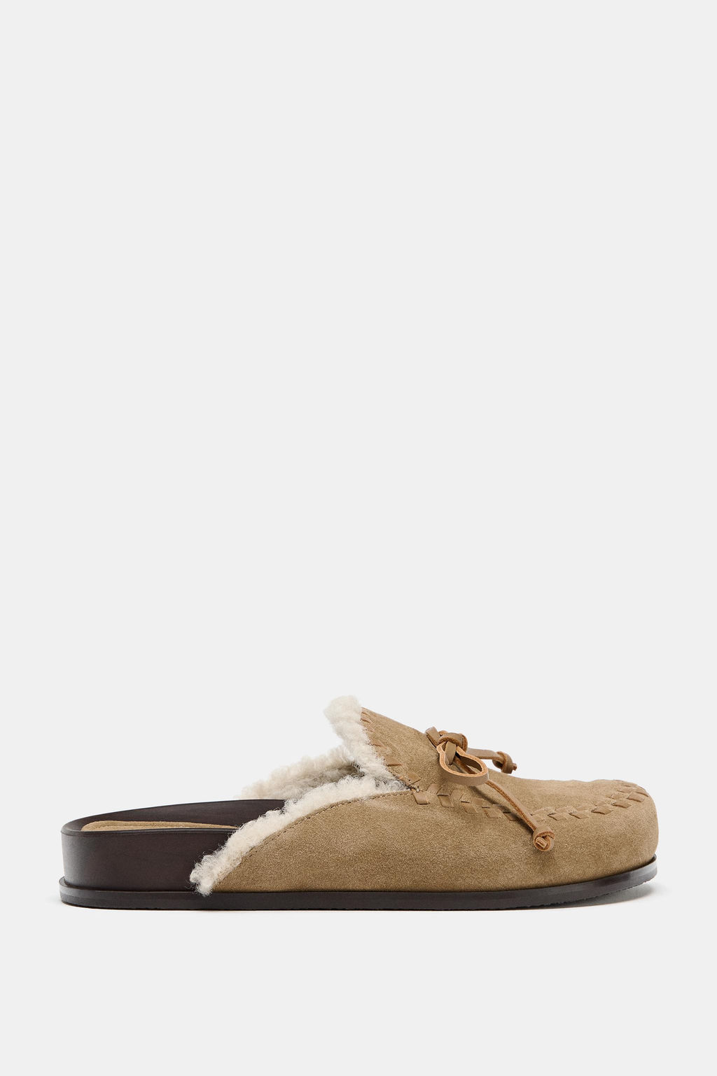 LEATHER SHEARLING EFFECT CLOGS - Zara фото 3