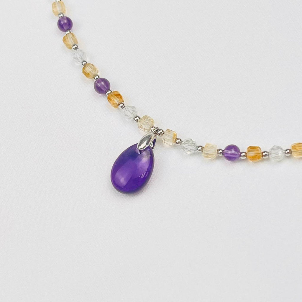 Колье для Стрельца из Аметиста,Цитрина и Топаза - Радуга самоцветов фото 2