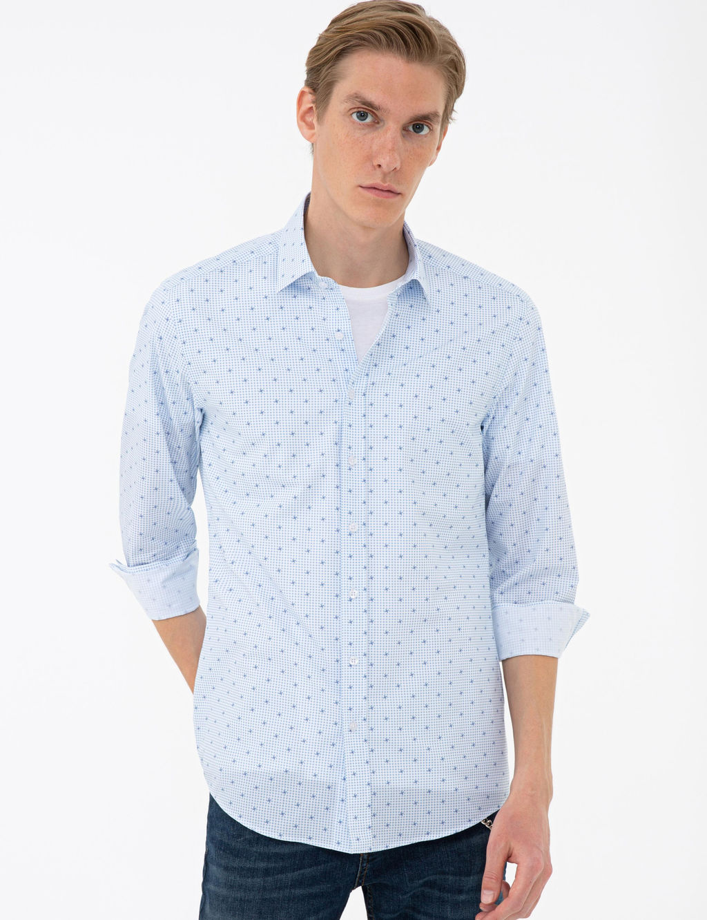 Lacivert Slim Fit Uzun Kollu G_mlek - Cacharel фото 2