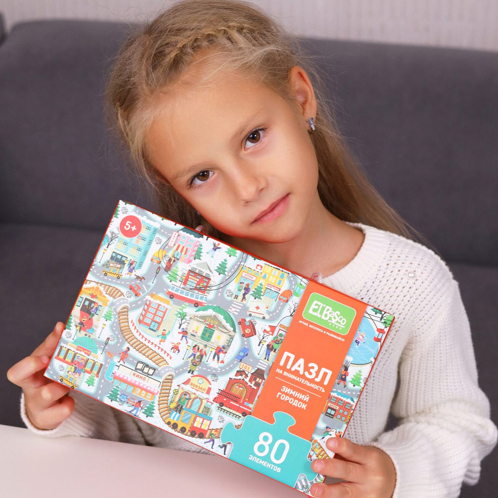 ElBascoKids / Пазл на внимательность Зимняя деревня 80 элементов - El`BascoKids фото 64