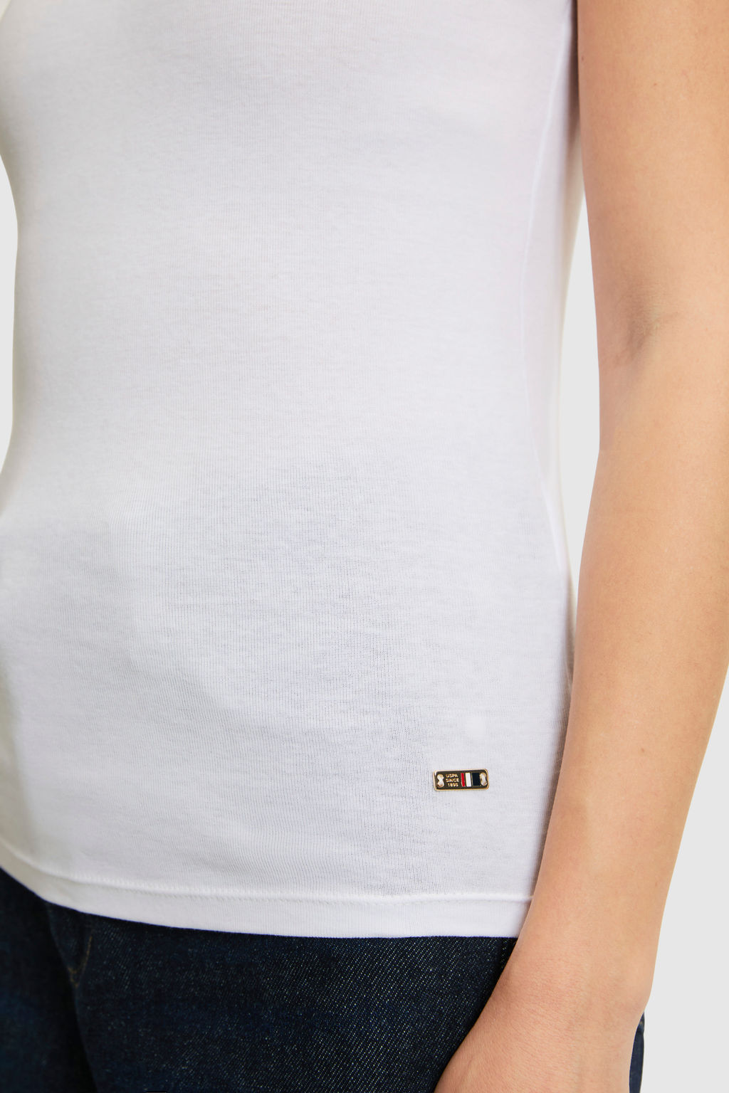 Kad_n Beyaz Bisiklet Yaka Basic Ti__rt - U.s. polo assn фото 6