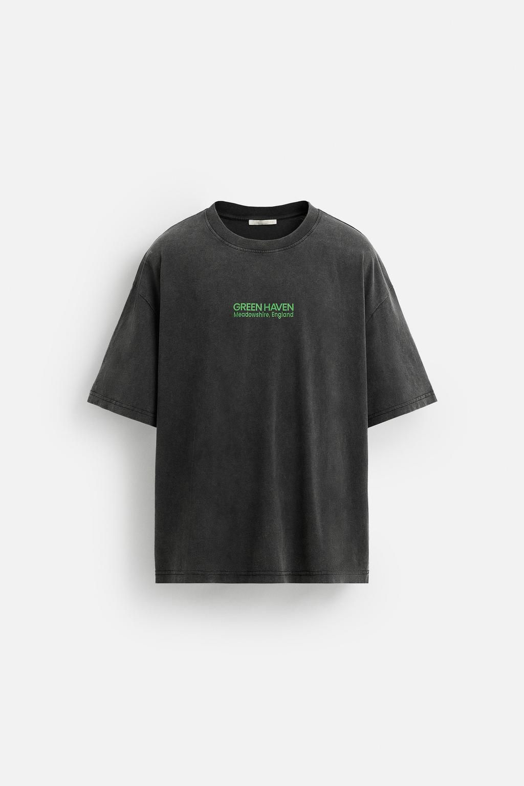 WASHED TEXT T-SHIRT - Zara фото 7
