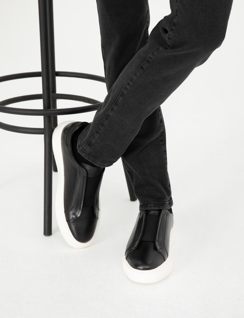 Siyah %100 Deri Casual Ayakkab_