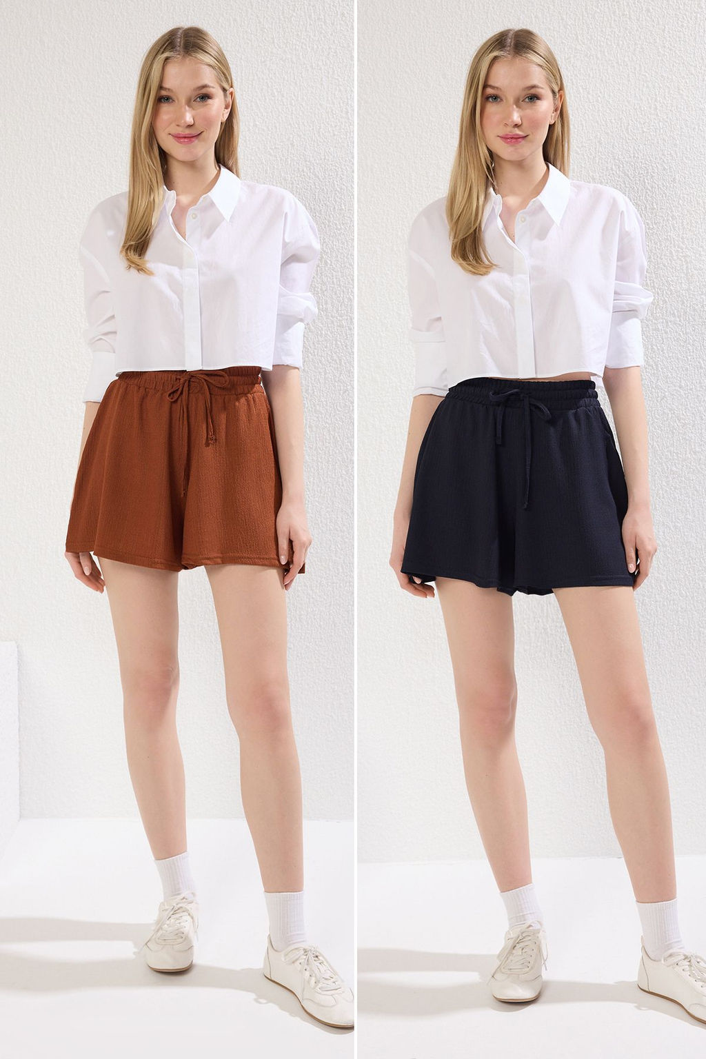 TRENDYOLMILLA Siyah-Vizon Burumcuk Relaxed/Rahat Kal?p K?sa Esnek Orme Sort & Bermuda TWOSS25SR00087