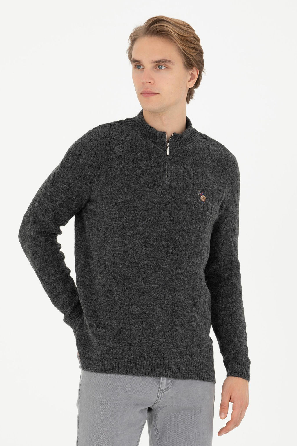 Мужской свитер антрацитового меланжа - U.s. polo assn фото 10