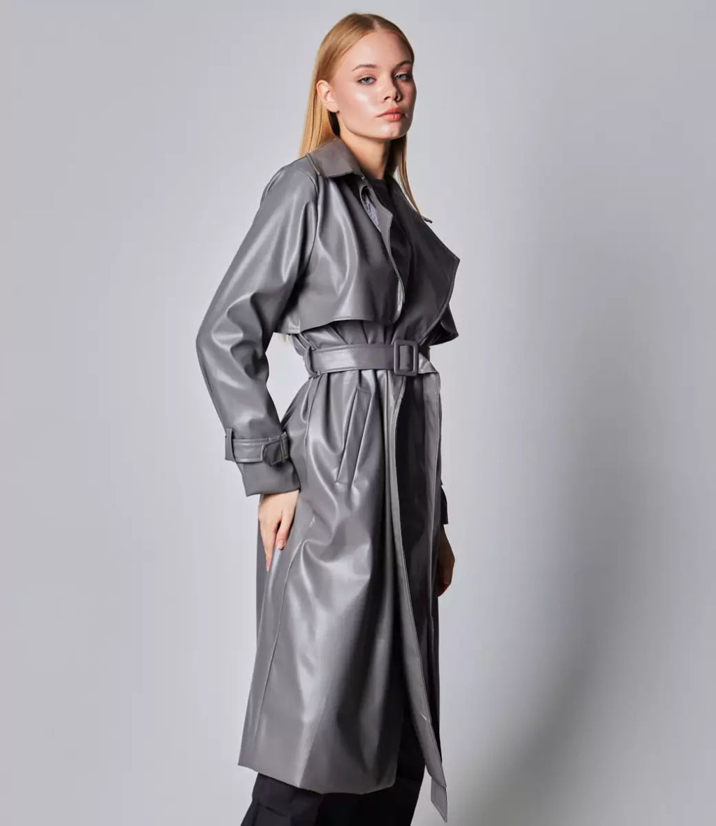 Тренч #КТ11061-1, серый