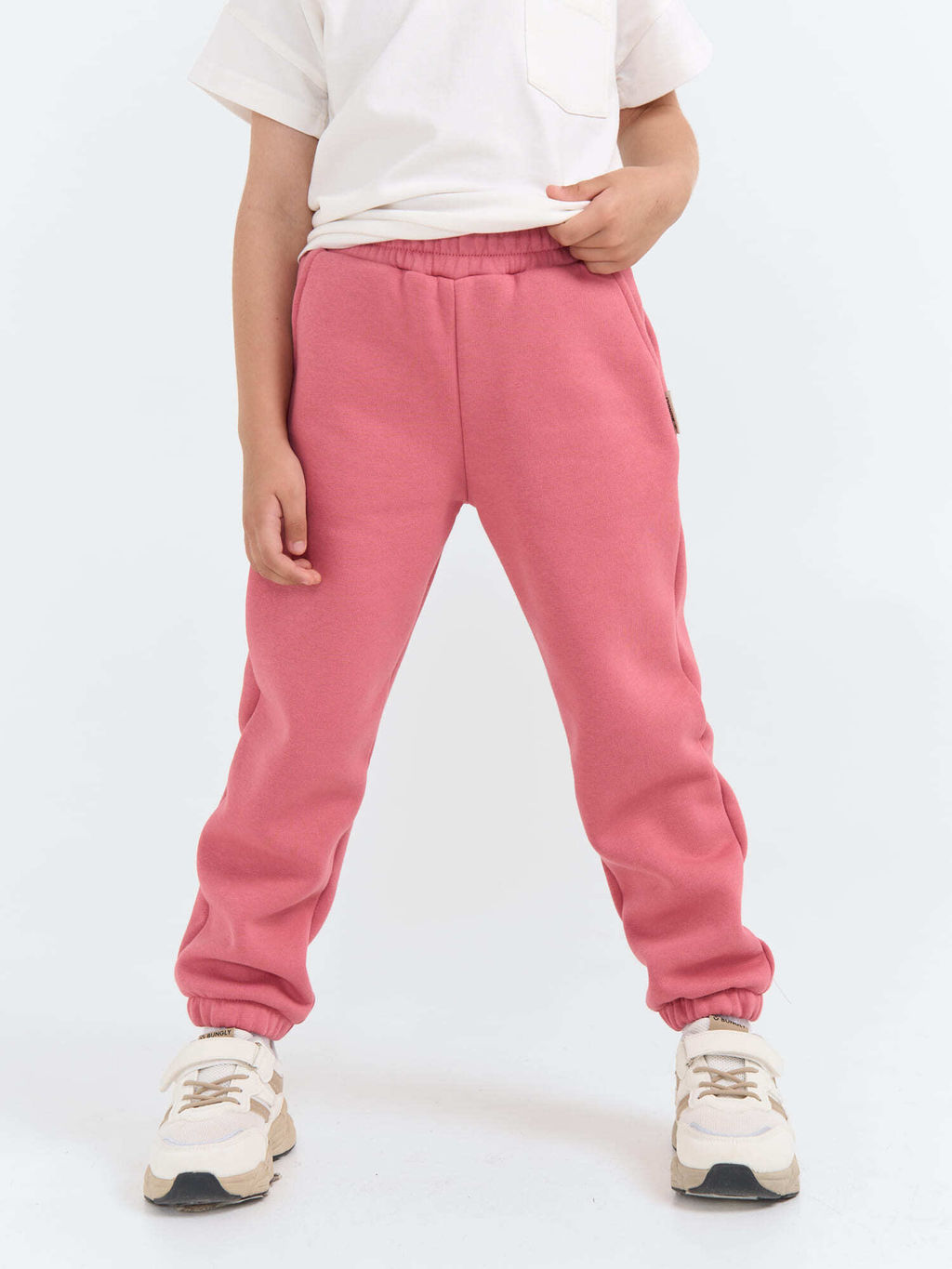 Джоггеры Пепельная роза с карманами утепленные - Bungly фото 2