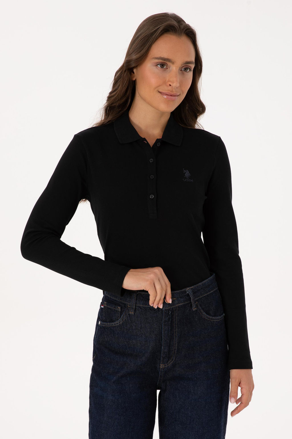 Kad_n Siyah Basic Polo Yaka Sweatsh_rt - U.s. polo assn фото 3