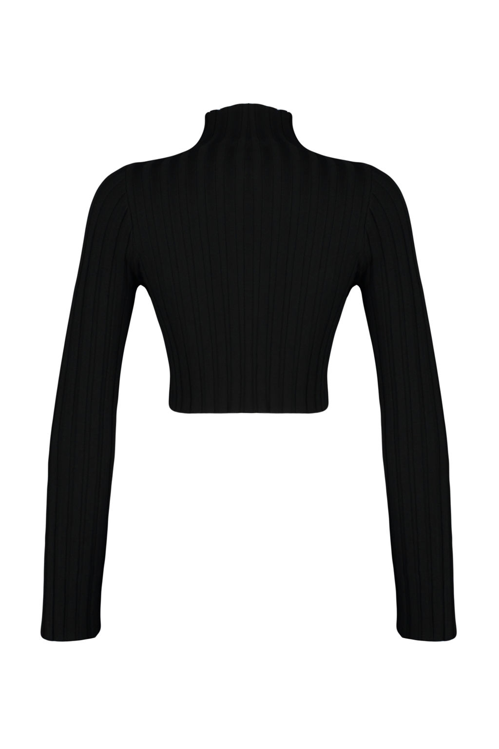 Siyah Merserize Gorunumlu Super Crop Dik Yaka Triko Body Kazak TWOAW24KZ00264 - Trendyolmilla фото 8