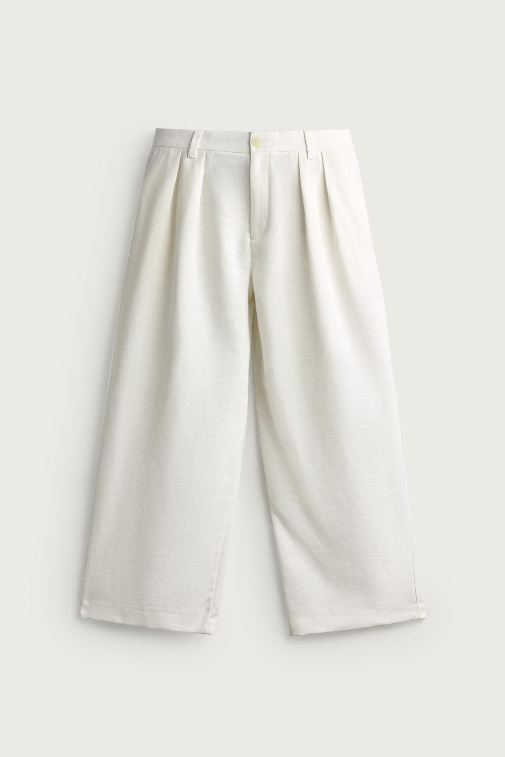PANTAL?N RELAXED FIT ESTRUCTURA PLIEGUES / Blanco - Zara фото 6
