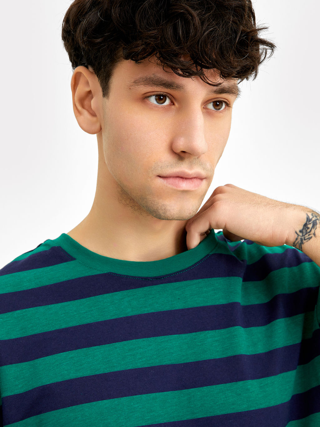 Футболка мужская в сине-зеленую полоску сине -зеленая полоска 111831