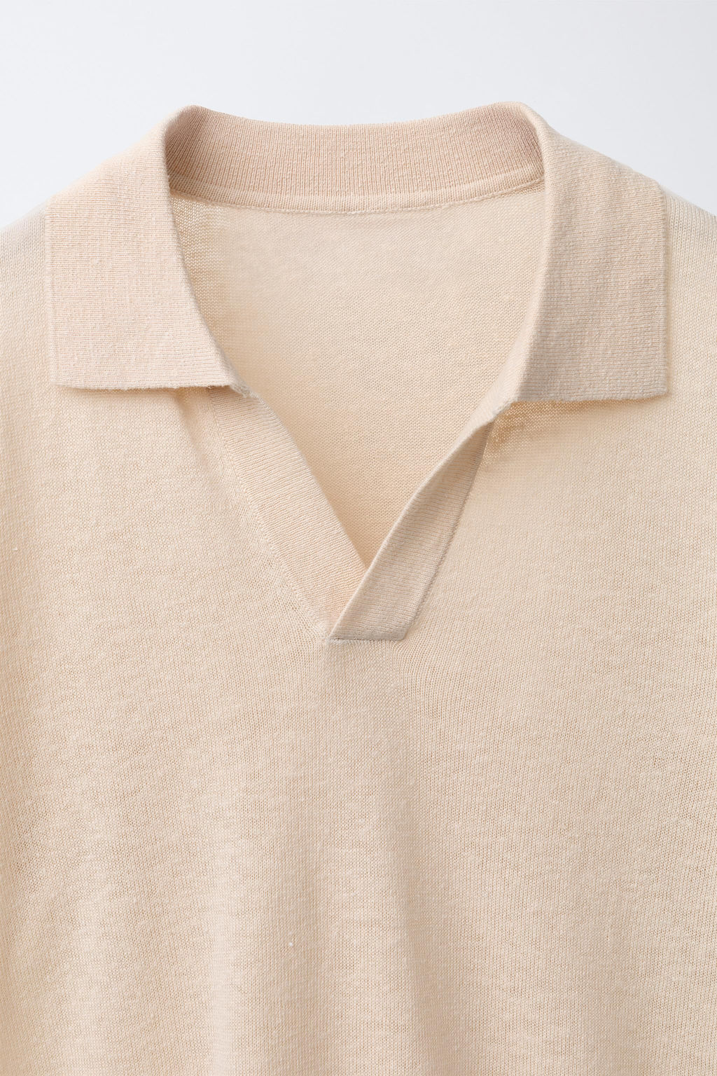PLAIN LINEN AND COTTON POLO SHIRT