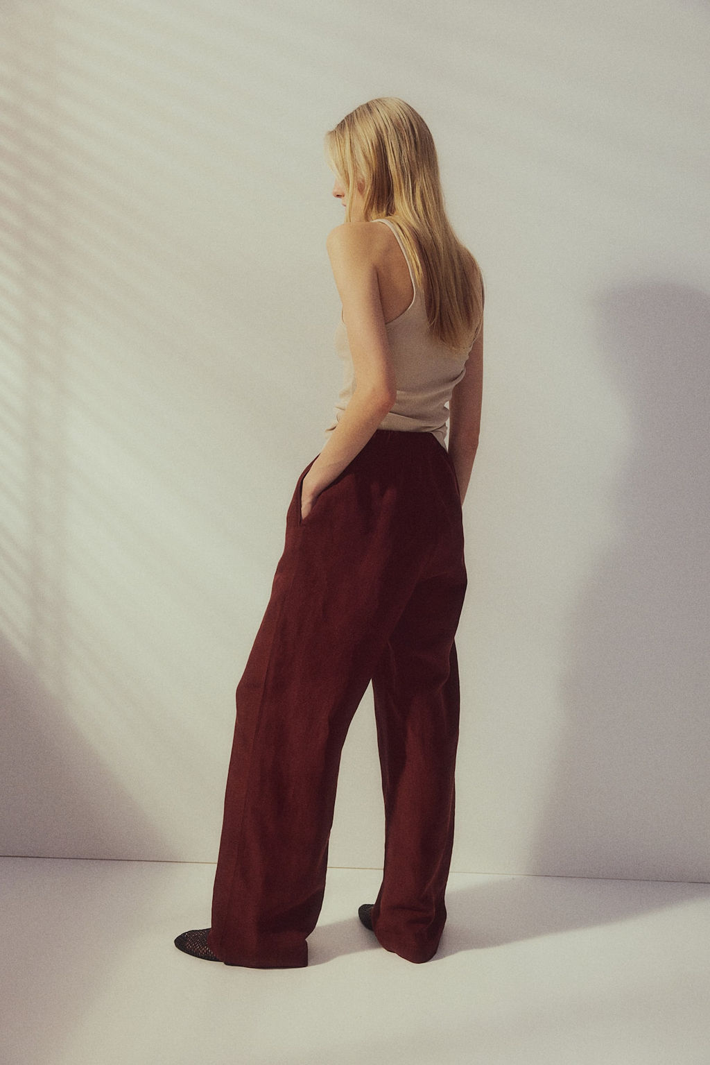 Pantalon sin cierre en mezcla de lino - H&m фото 3