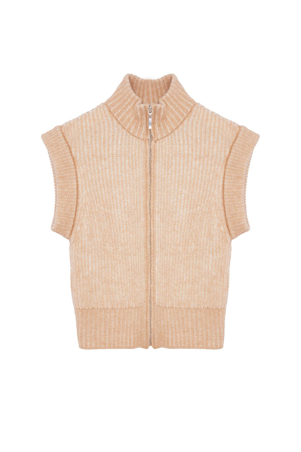 Bej Yumusak Dokulu Dik Yaka Fermuarl? Regular Yelek TWOAW25YE00033 - Trendyolmilla фото 6