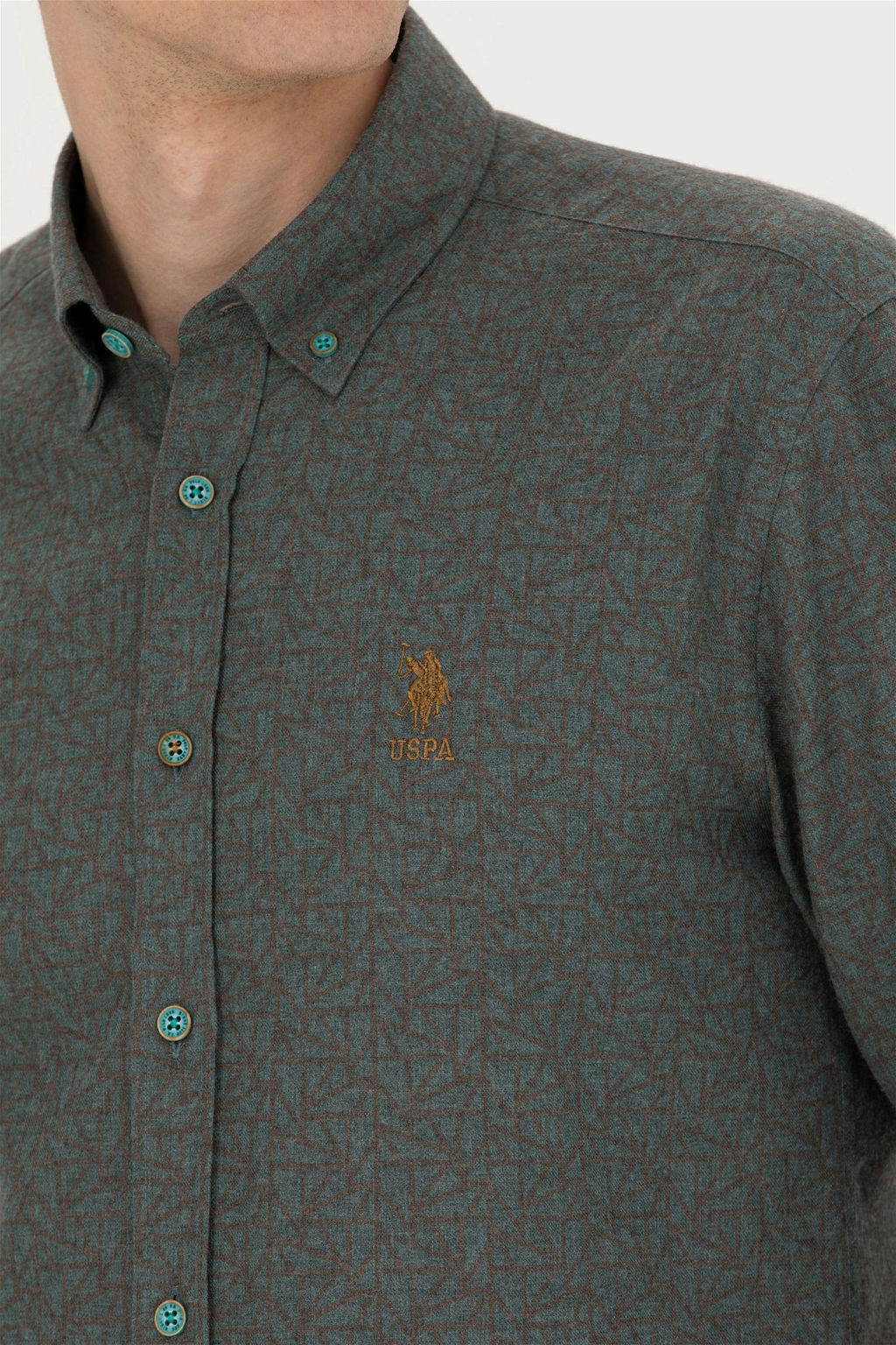 Мужская мятная рубашка с длинным рукавом - U.s. polo assn фото 7