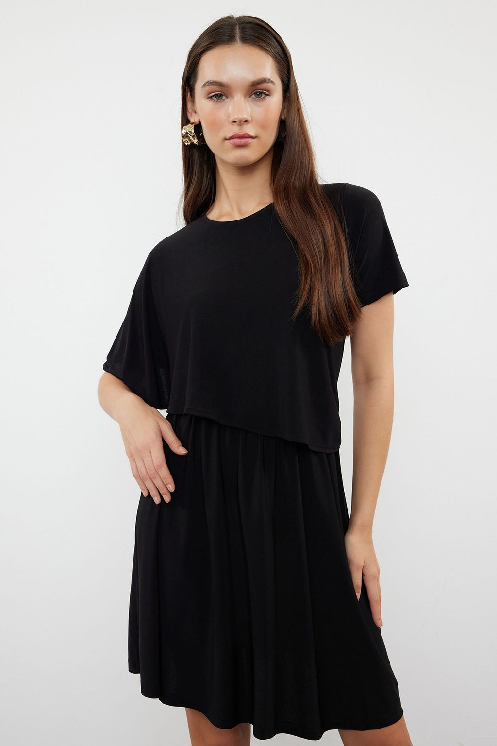 Siyah Duz Kruvaze Yarasa Kol Esnek TWOSS24EL00976 - Trendyolmilla фото 2