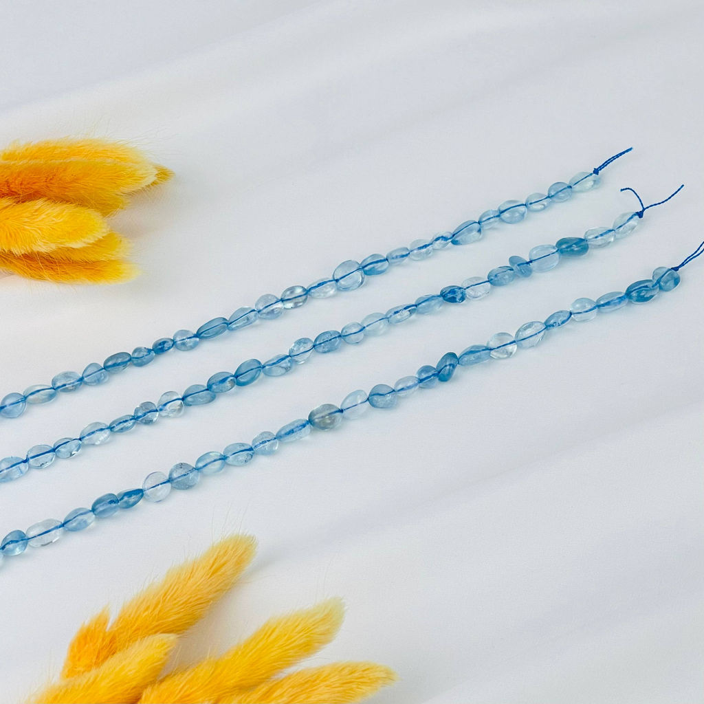 Бусины для украшений из Аквамарина (галтовка) 40 см