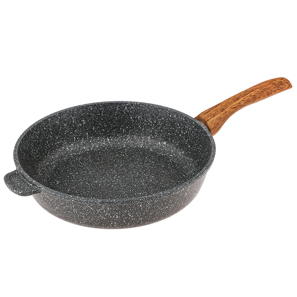 Сковорода с тефлоновым покрытием д28см "Гармония", h7см, пластмассовая ручка с покрытием "soft-touch" под дерево, "Мрамор" (Россия)