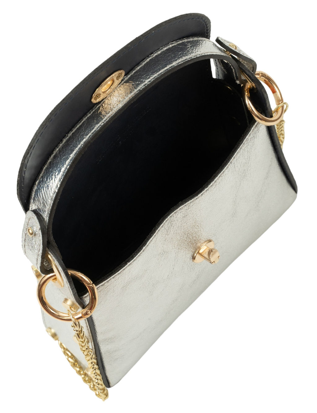 Сумка женская Sefaro из телячьей кожи маленькая серебристая  фото 3