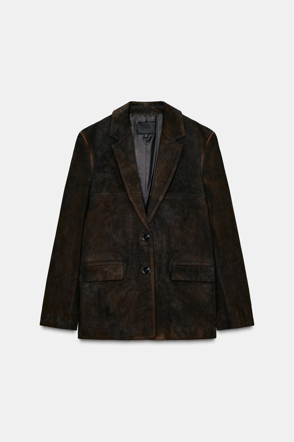 100% SUEDE LEATHER BLAZER WITH POCKETS - Zara фото 5