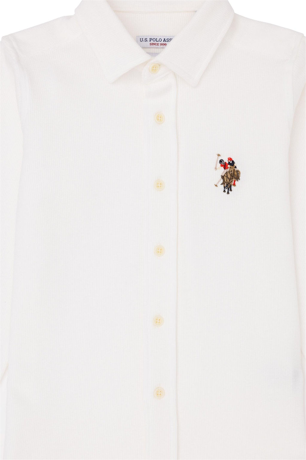 Рубашка с длинным рукавом цвета экрю для мальчика - U.s. polo assn фото 4