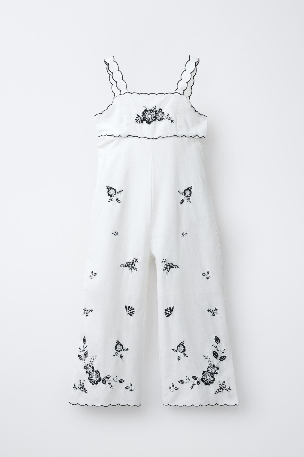 MONO LARGO BORDADO CUT OUT CON ALGOD?N Y LINO / Crudo / Negro - Zara фото 3