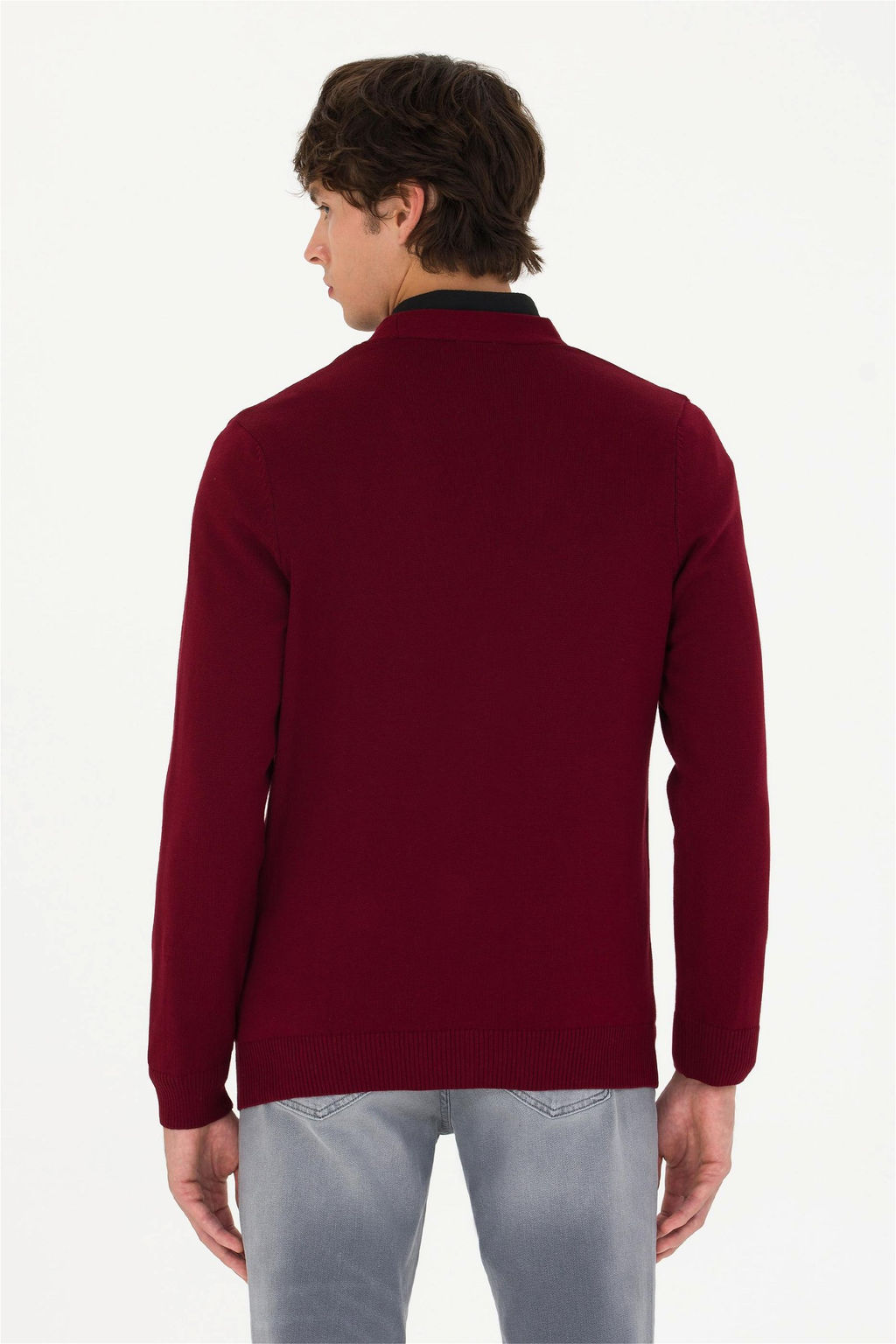 U. S. Polo Assn Мужской бордовый базовый трикотажный кардиган - U.s. polo assn фото 12