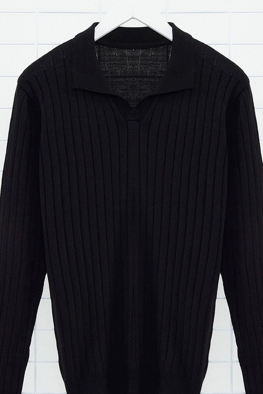 TRENDYOL MAN Siyah Slim Dar Kesim Couple/Cift Polo Yaka Duz Triko Kazak TMNAW25KZ00022 - Trendyolmilla фото 15