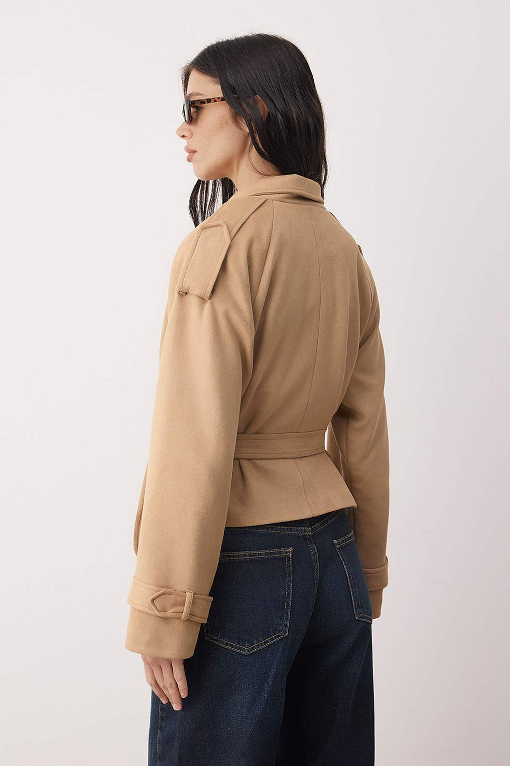 Vizon Regular Kruvaze Kusakl? Suet K?sa Trenckot TWOAW26TR00025 - Trendyolmilla фото 4