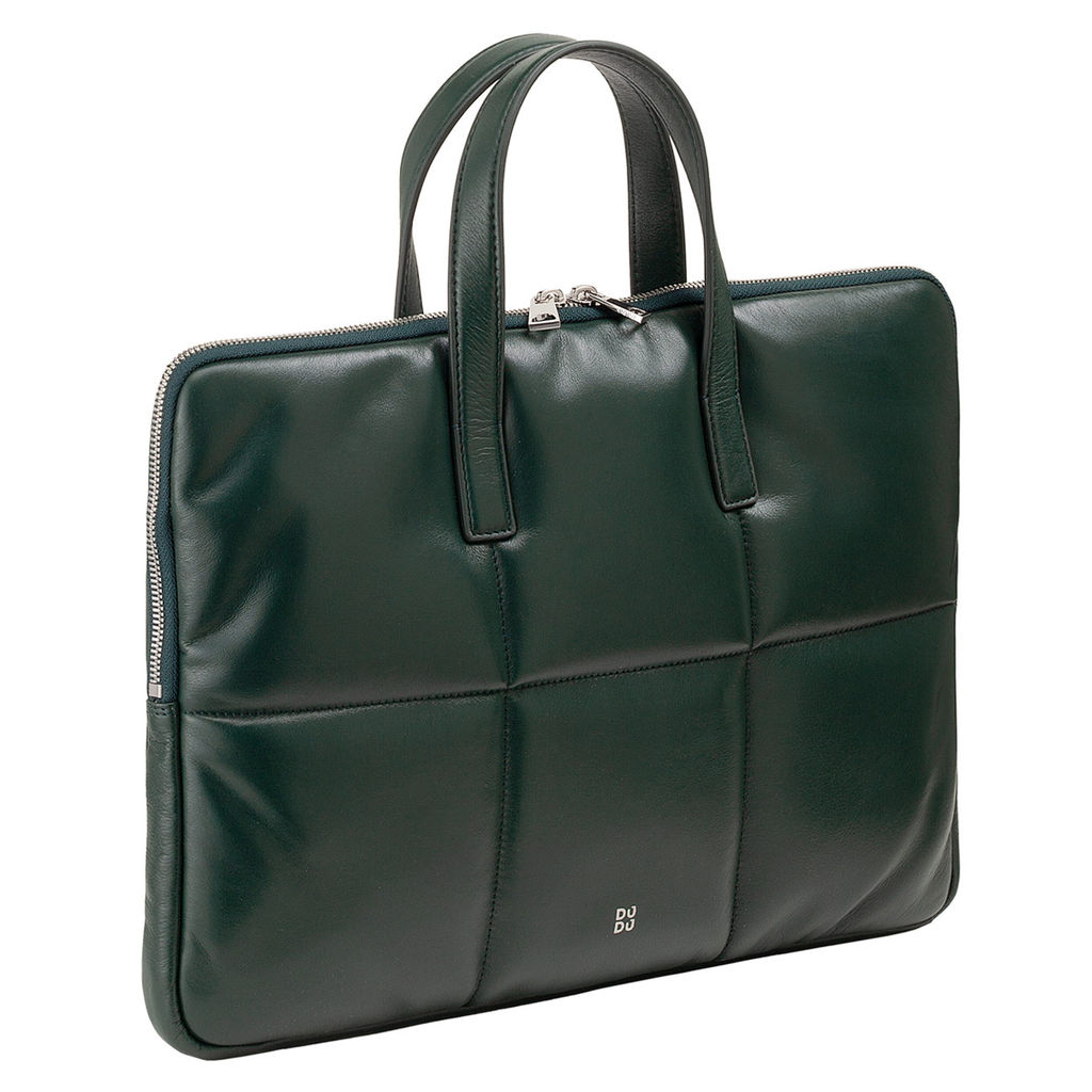 Итальянская кожаная сумка-портфель для ноутбука DuDu серии Togean | зеленый