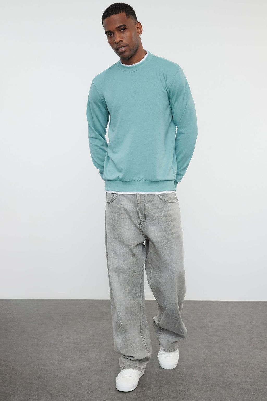 TRENDYOL MAN Mavi Regular/Normal Kesim Sweatshirt TMNAW22SW0658 - Trendyolmilla фото 2