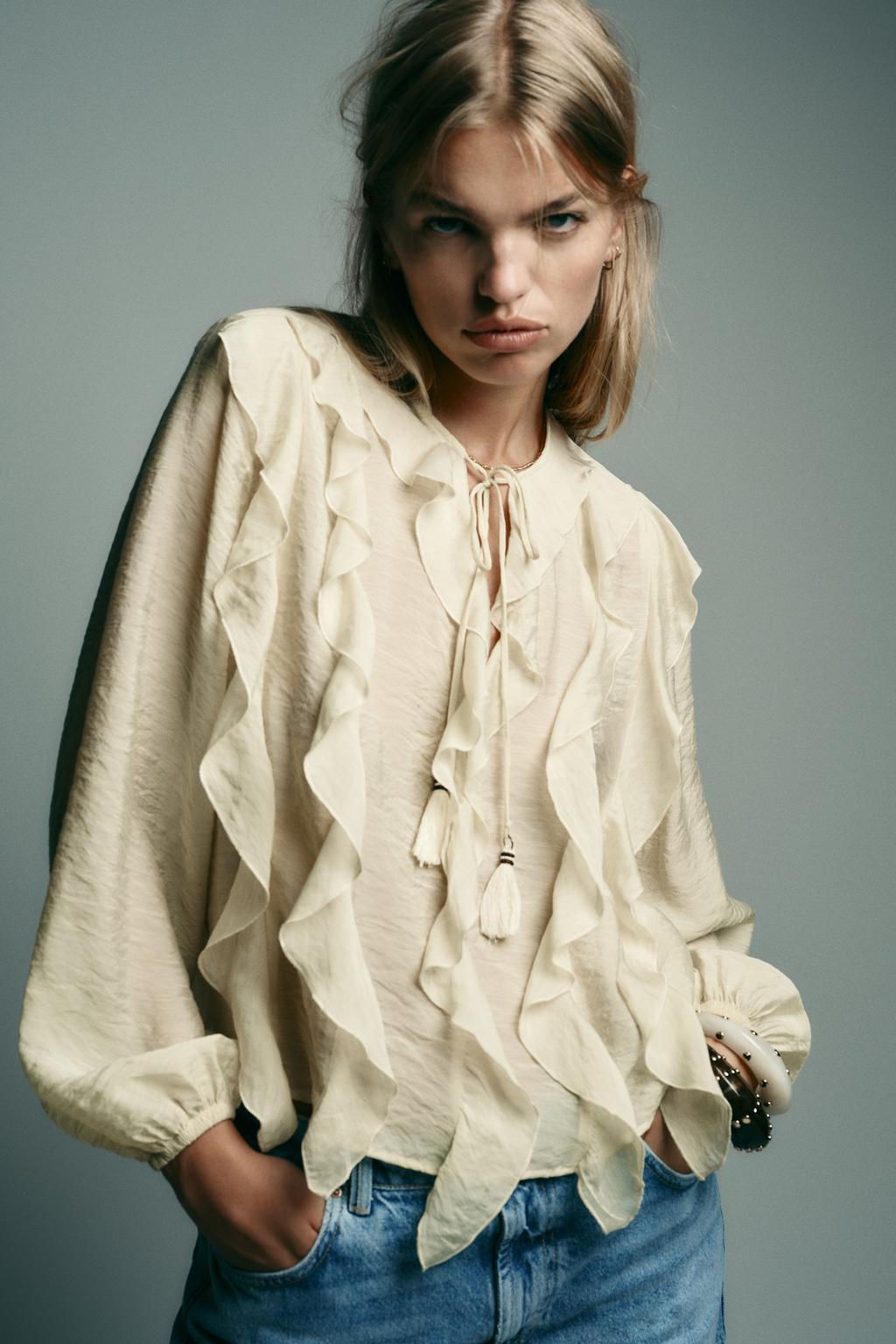 ROMANTIC RUFFLED BLOUSE - Zara фото 8