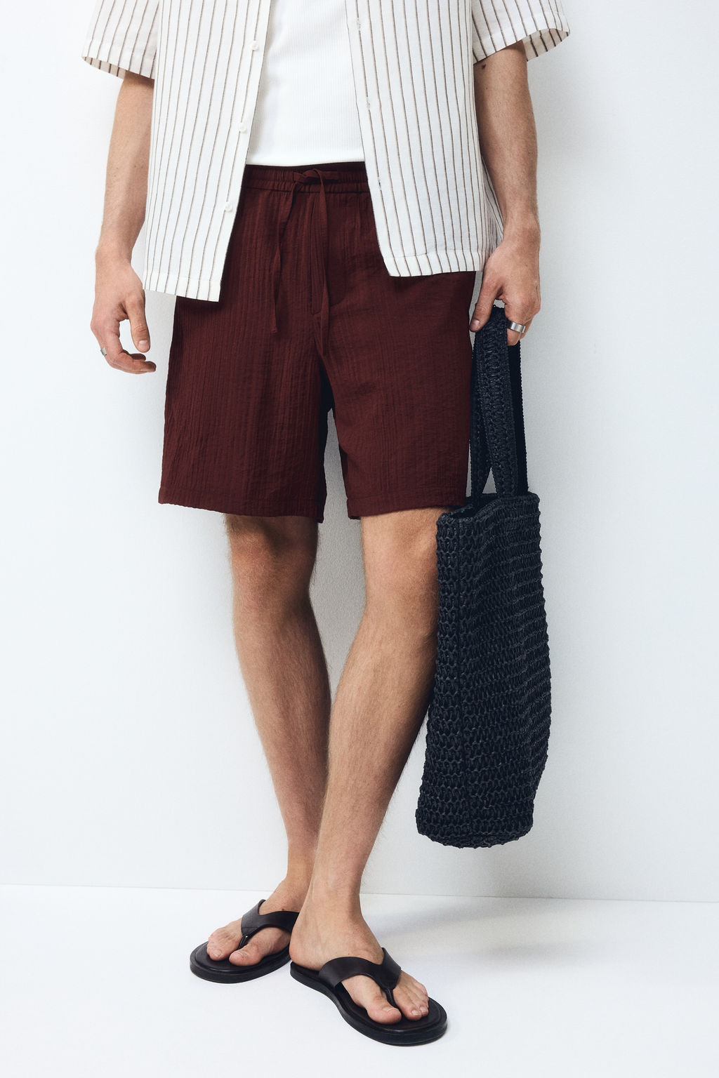 Pantal?n corto texturizado Relaxed Fit - H&m фото 7
