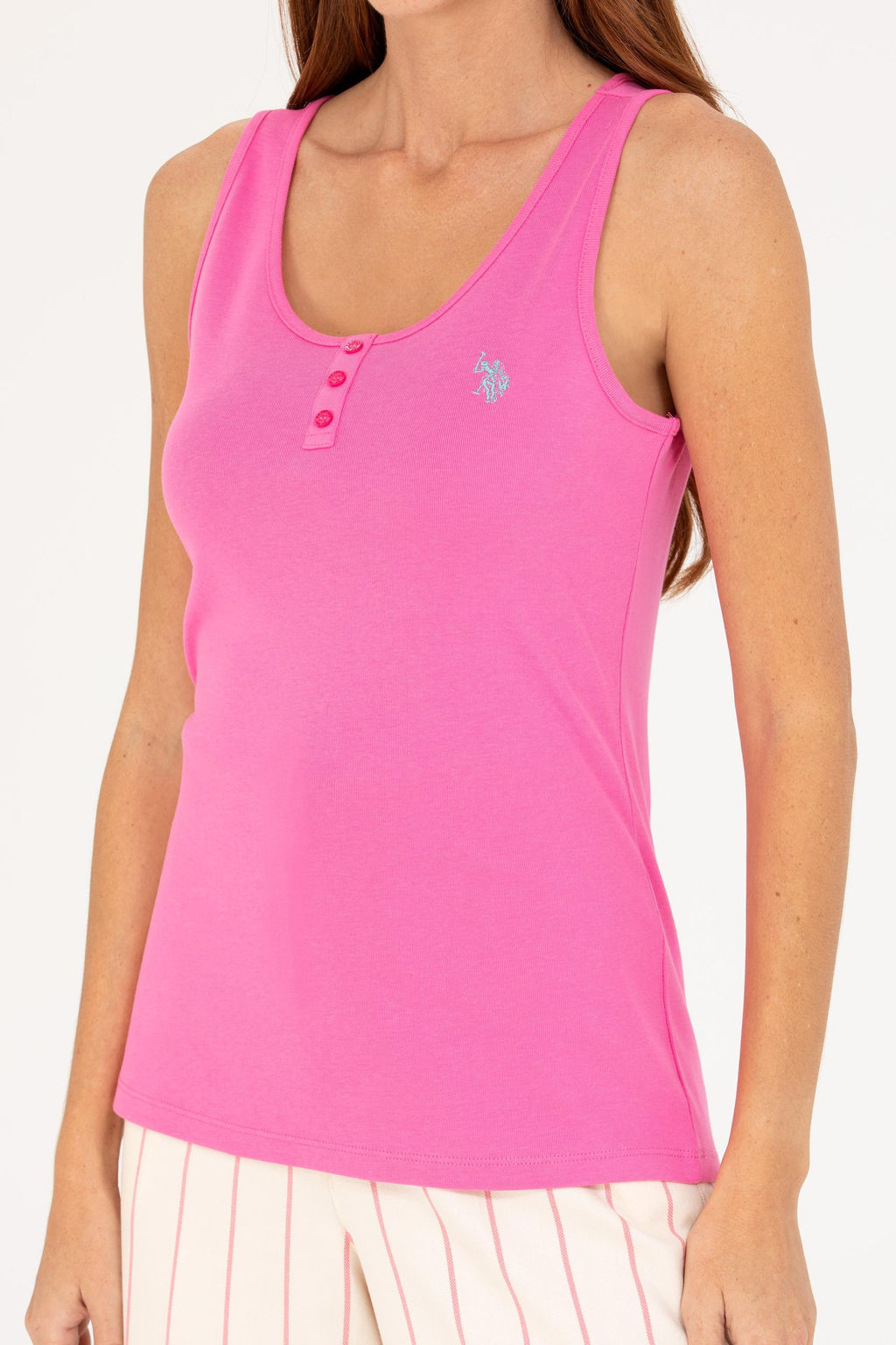 Женская розовая базовая футболка - U.s. polo assn фото 13