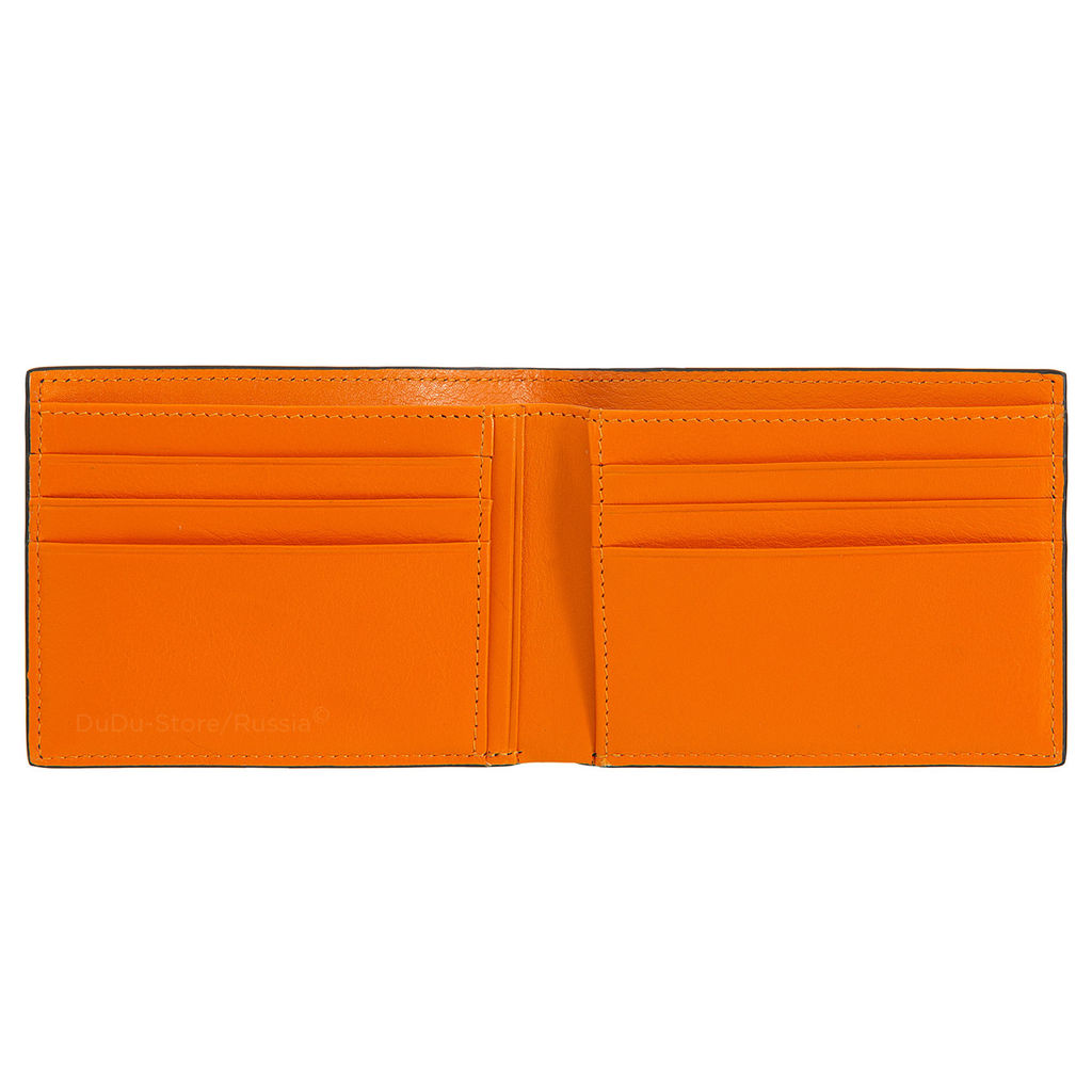 Итальянский кожаный кошелёк DuDu серии Caprera | черно-оранжевый - Dudubags фото 3