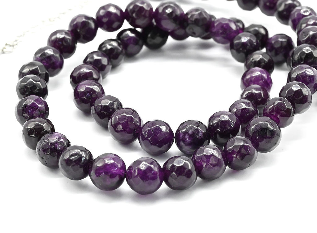 Бусы из камня кальцит граненые 8мм цв.фиолетовый, 48см